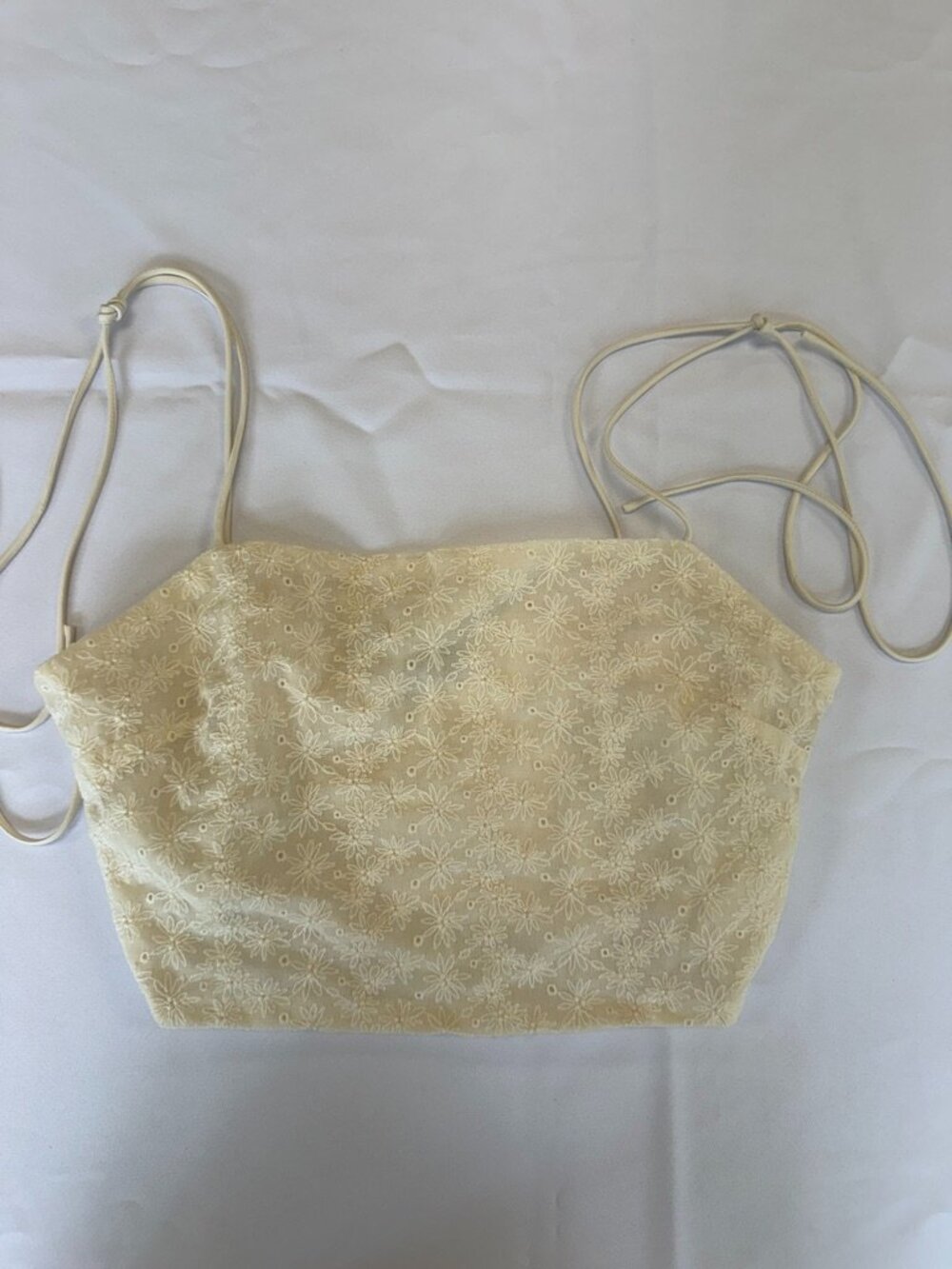 Lulus Cream Floral Embroidered Crop Top Size XS